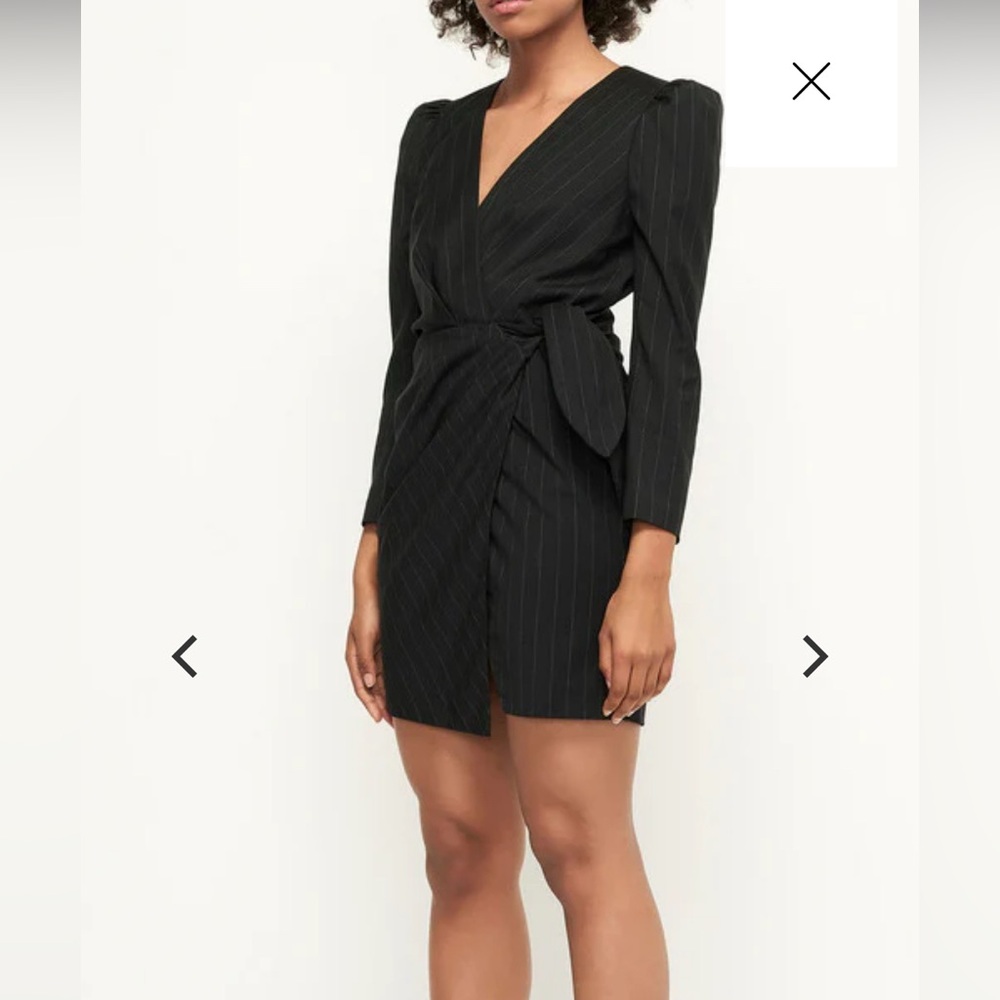 Black Pinstripe wrap Blazer Coat